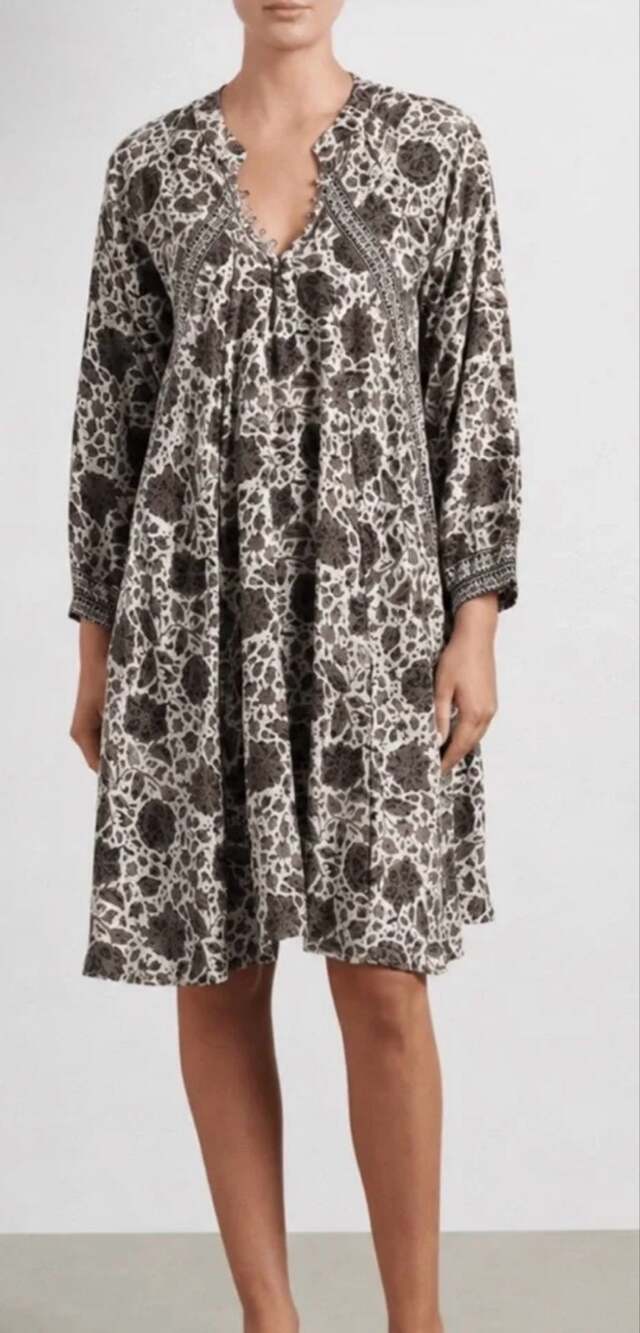 Natalie Martin Fiore Silk Short Dress in Hazelnut Geranium Size Small